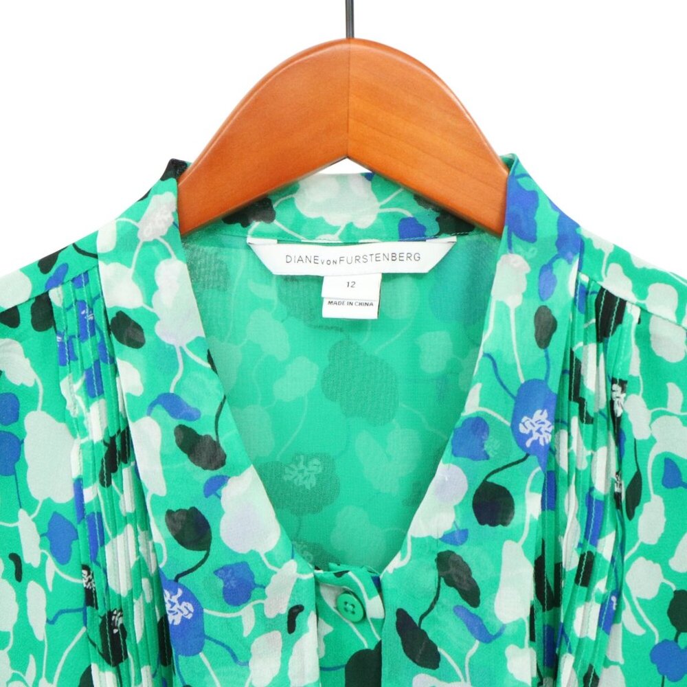 Diane Von Furstenberg Aidan Sleeveless Silk Tie Neck DVF Blouse Top 12 - Picture 2 of 3